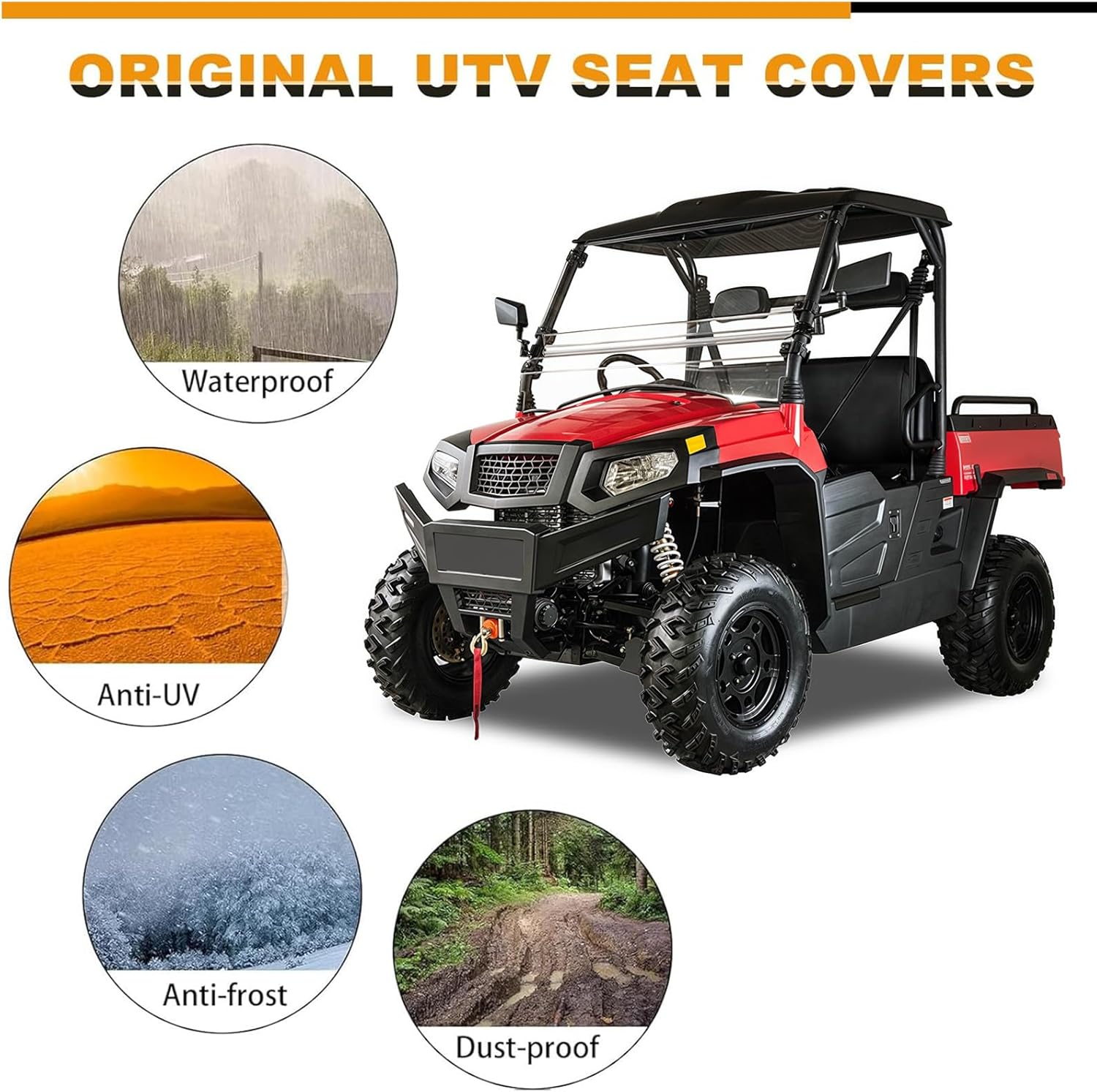 Leather Seat Cover Replacement for Hisun UTV 550 750, Setor 550 750 Coleman Outfitter 550 750 UT550 UT750, Black