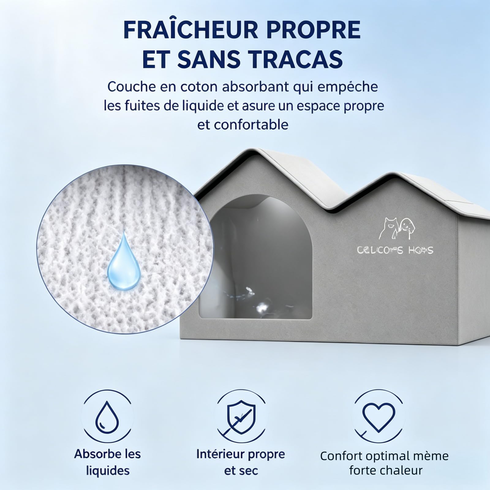 Maison RafraîChissante pour Chat,Cabane Rafraichissante Chat avec 10 Sacs De Glace,Maison Fraicheur Chat Pliable,Niche RafraîChissante pour Chats Et Chiens, Jardin, Terrasses, Cours，Gris，Gris