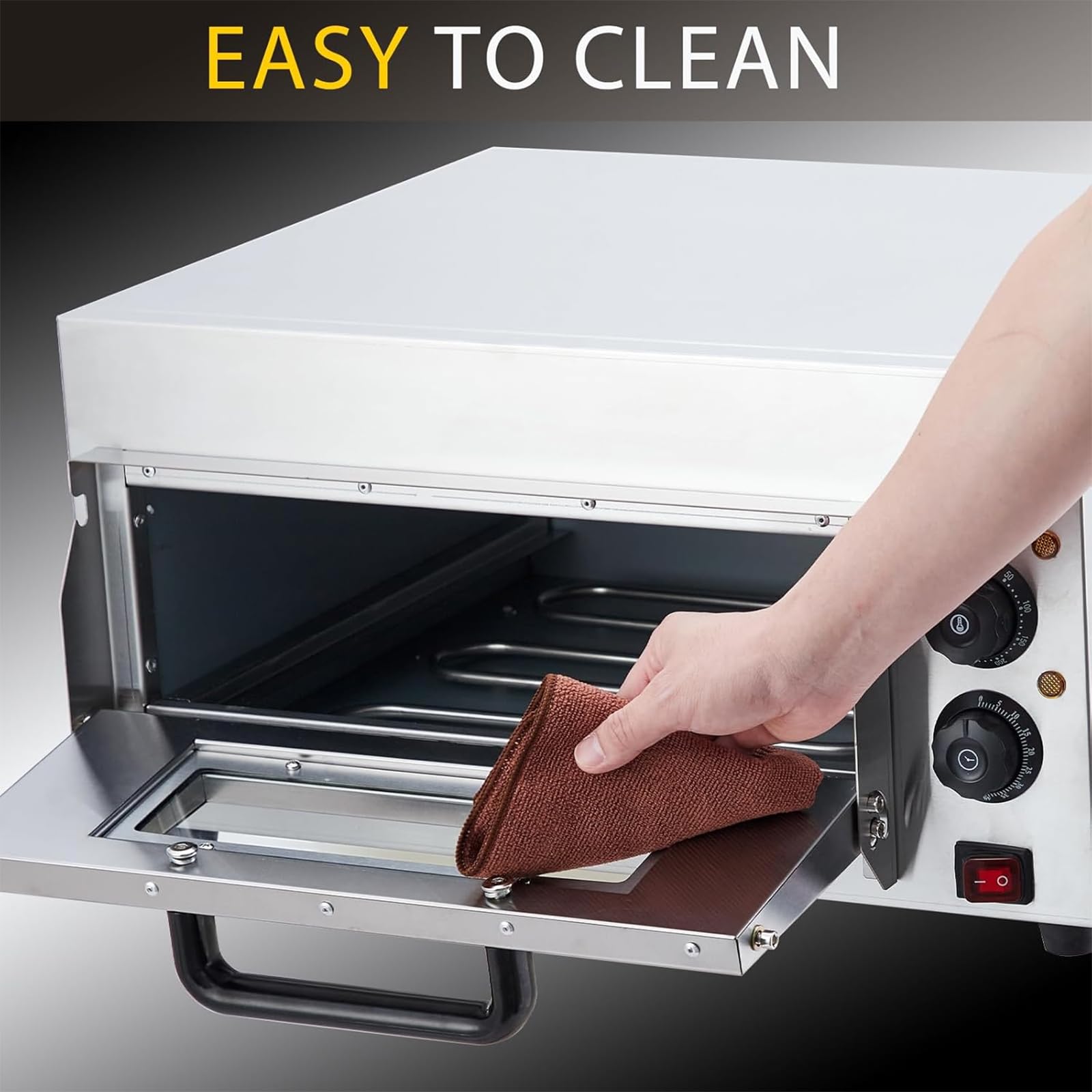 Piano di Lavoro per Forno per Pizza Commerciale, Pizzaiolo Commerciale in Acciaio Inossidabile da 16 Pollici con Timer, Regola La Temperatura da 0 a 350 ℃ per La Casa del Ristorante Dell'hotel