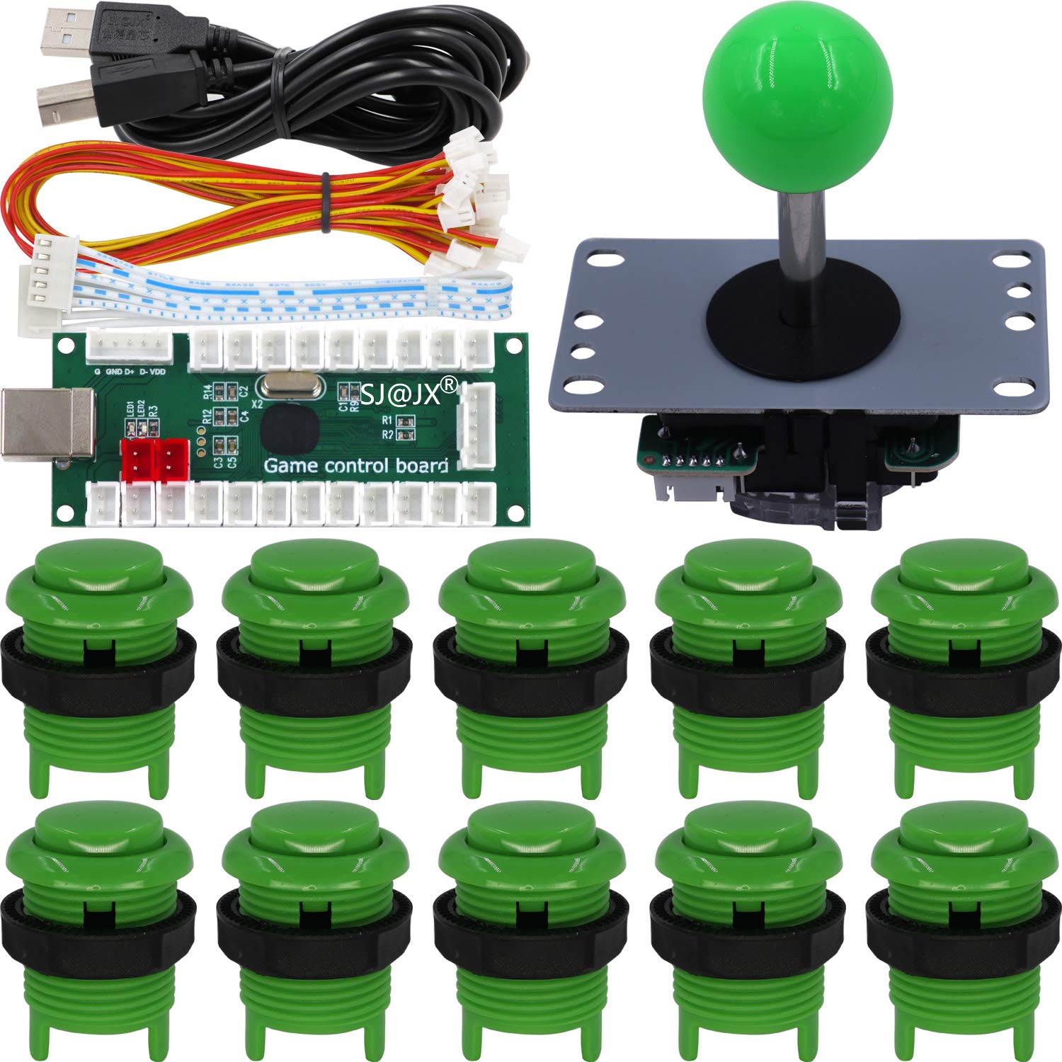 SJ@JX Arcade Game Controller DIY Kit Microswitch Button 4&8 Way Joystick Zero Delay USB Encodeur Fighting Stick Handles Console pour PC MAME Raspberry Pi Retropie
