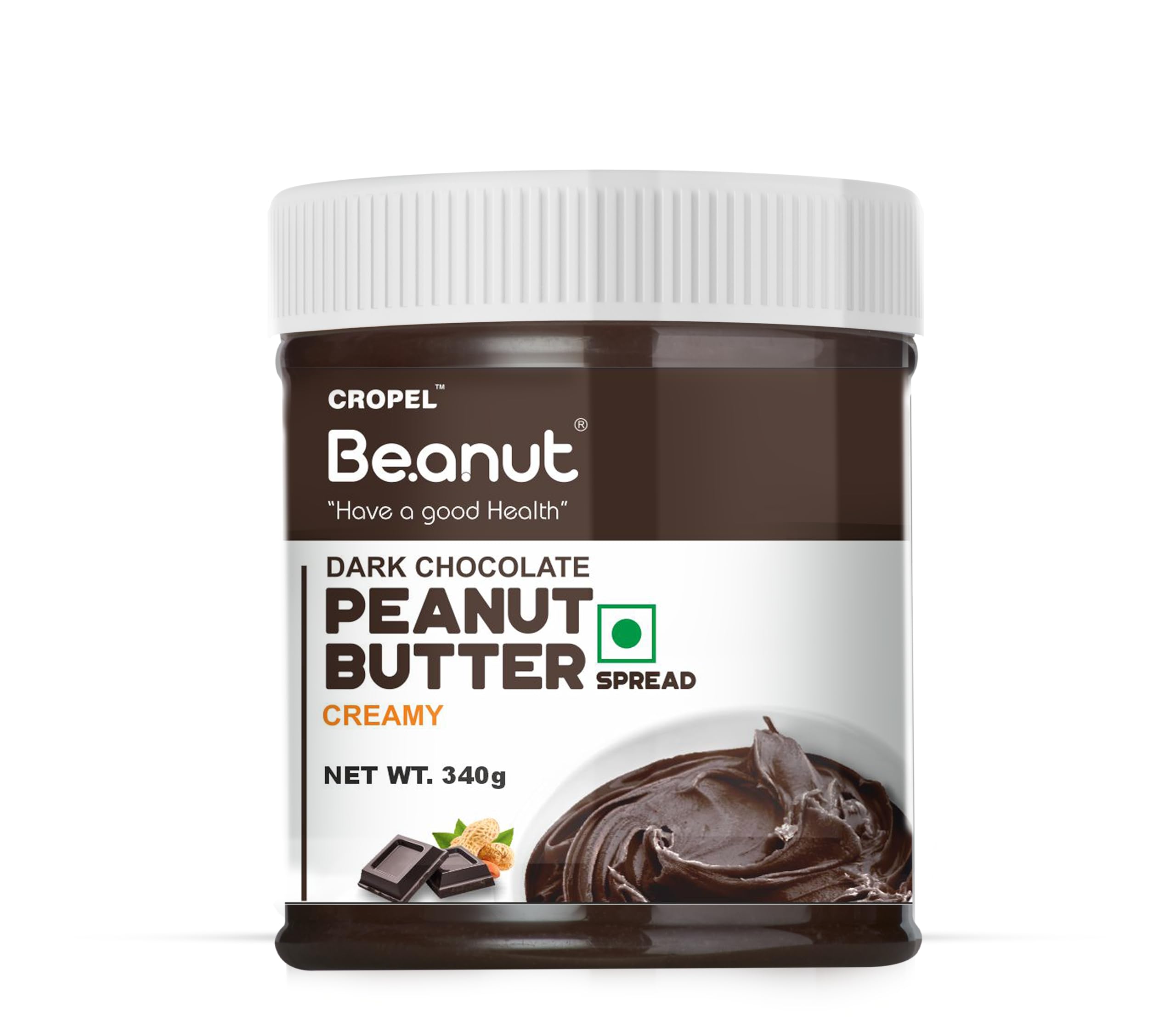 Beanut Dark Chocolate Creamy Peanut Butter 340gm | 18gm Protein | 100% Vegan Peanut Butter, 100% Pure Roasted Peanut | High in Protein Spread, Gluten & Cholesterol Free, Nut Butter