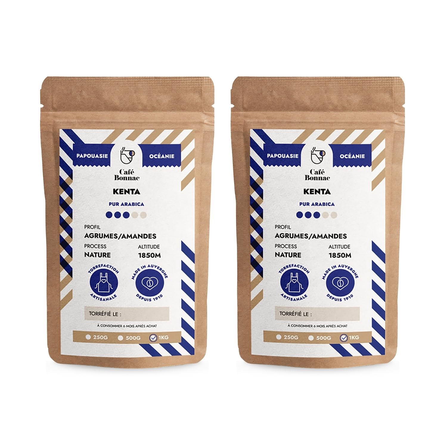 Café Bonnac – Café En Grain Papouasie Nouvelle-Guinée Kenta 1kg | 100% Arabica De Terroir | Notes De Cacao, Fleurs Et Fruits Mûrs | Torréfaction Artisanale | Idéal Machine À Café Grain