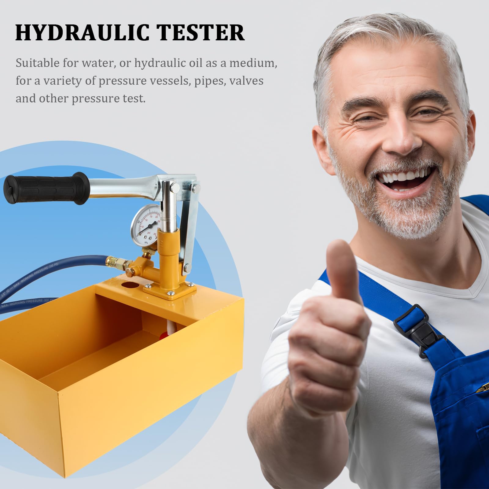ULTECHNOVO Bomba De Prueba De Presión Manual Para Agua Y Aceite Hidráulico Con Manómetro Grande 11.61X7.08X3.93In Herramienta De Prueba Para Tuberías Válvulas E Industria