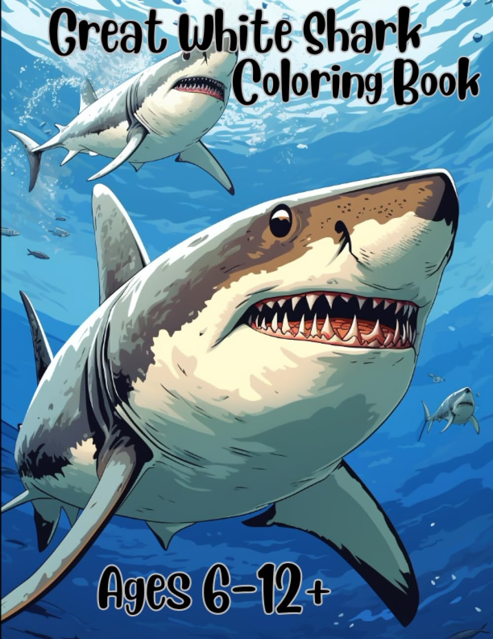 Great White Shark Coloring Book: Awesome Great White Shark Coloring Book for Kids Ages 6-12+