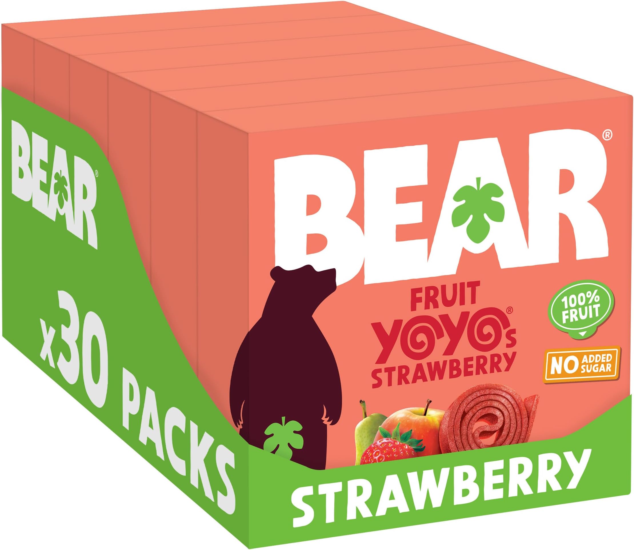 BEAR Strawberry Yoyos - Dried Fruit Rolls - Healthy - Vegan - 20g (30 packs)