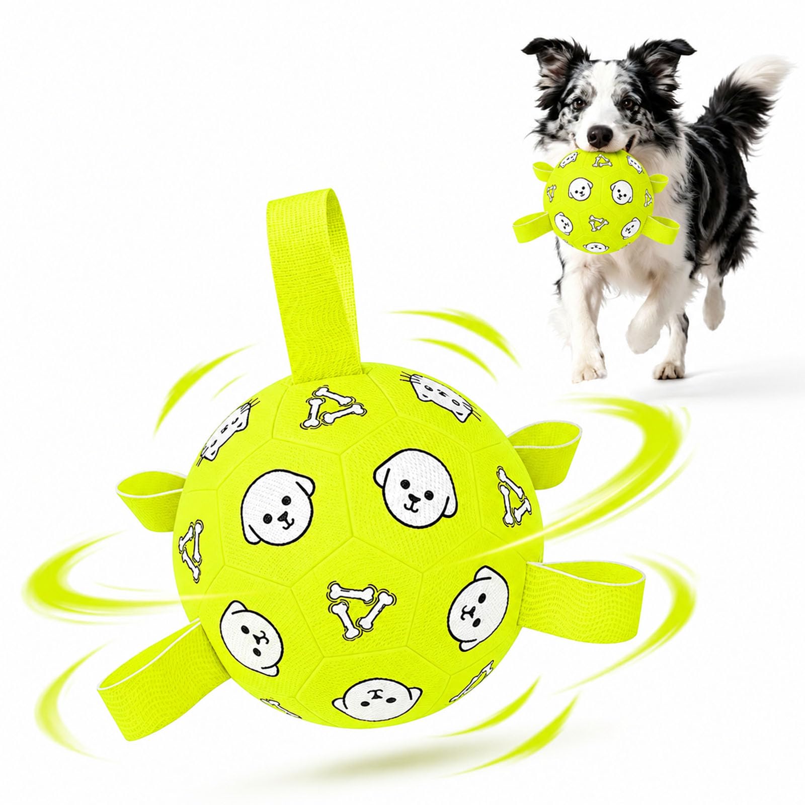 Dog Soccer Ball with Straps, 6 Inch Jolly Ball for Medium Dogs