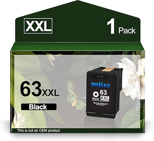 63XL - Cartucho de tinta negro de repuesto para HP Ink 63 63XXL, HP funciona con impresora OfficeJet 3830 4650 4655 5200 5255 5258 Envy 4520 4512