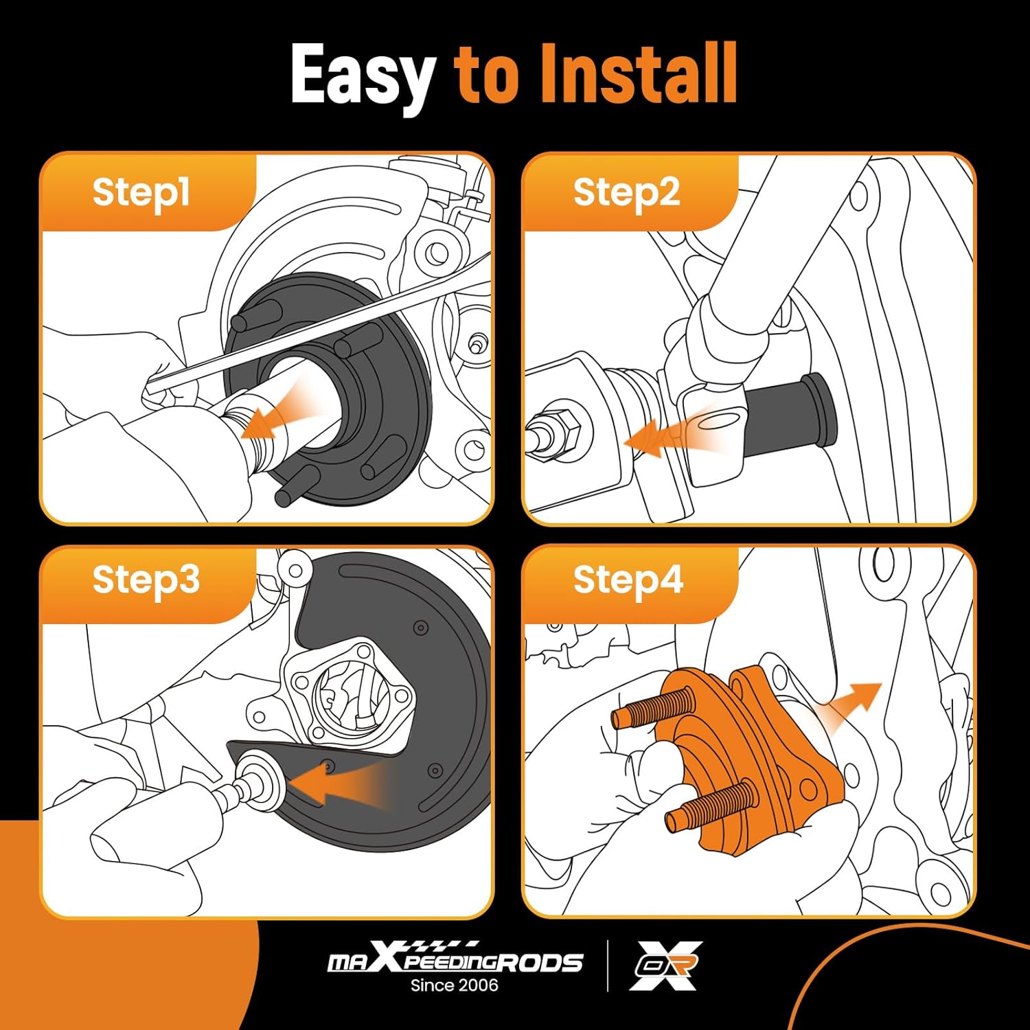 maXpeedingrods 512256 Rear Wheel Hub and Bearing Assembly for Acura CSX ABS models 2006-2011, for Honda Civic EX-SI models only 2006-2011, 5-Lug