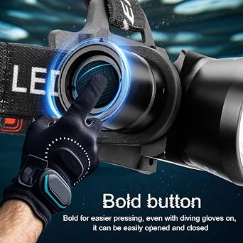 3000LM IP68 Waterproof Diving Headlamp 3 Modes Scuba Dive Light | SST25 LED Chip, 100M Underwater Depth, 5-10H Runtime, Aluminum, O-Rings, Hands-Free & Portable, Multi Outdoor Application