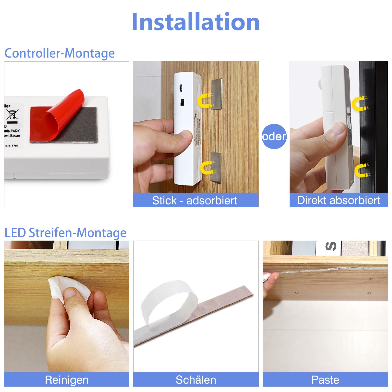 WOBANE Striscia LED da 5 m con rilevatore di movimento, illuminazione per scale con 2 sensori, funzionamento a batteria, illuminazione a LED per cucina, letto, dispensa, corridoio