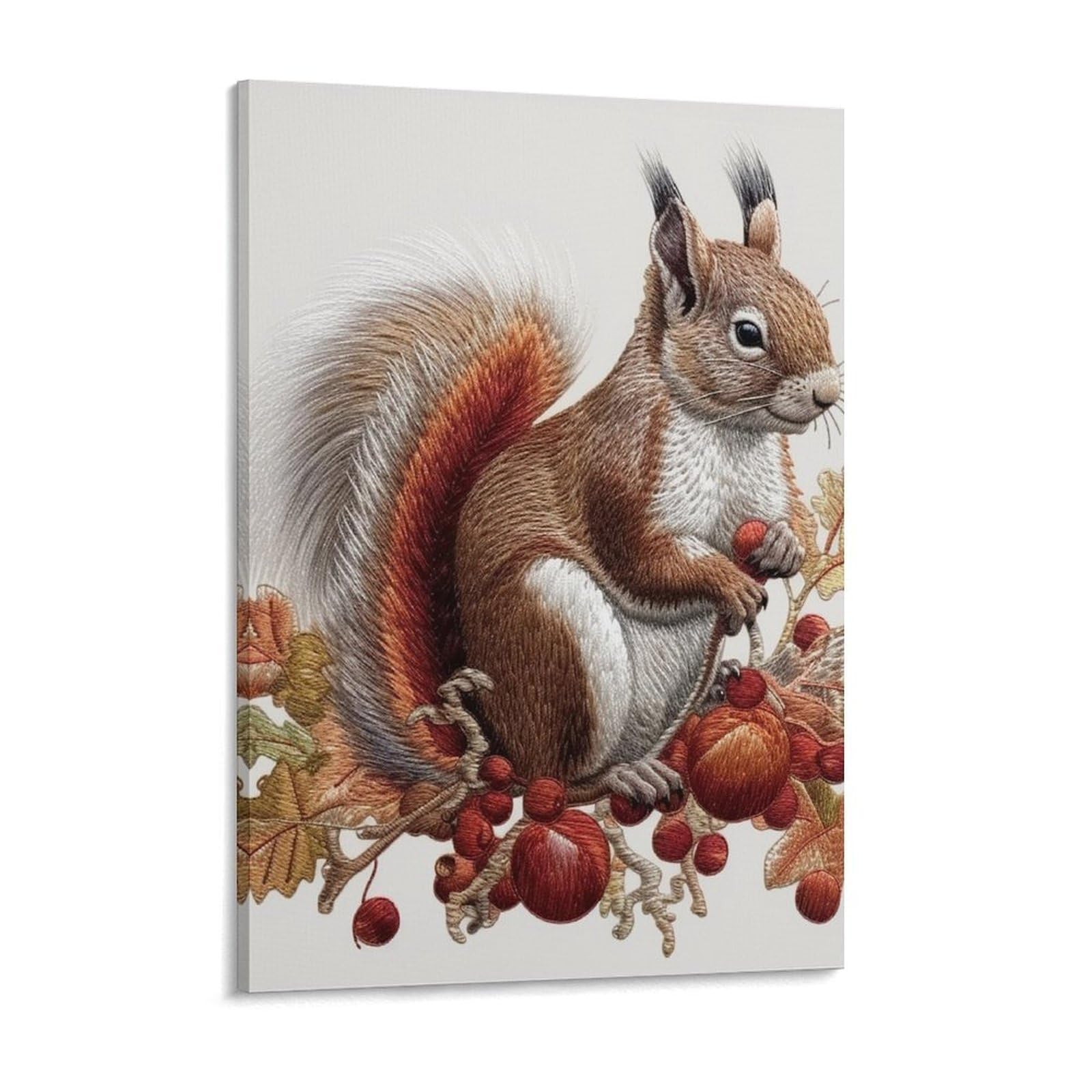 NTVOWPZO Leaves And Squirrel Canvas Wall Art for Bedroom 18x24inch Canvas Prints Artwork for Walls Modern Picture Artwork Painting for Living Room Aesthetic Wall Paintings for Bathroom Kitchen Office