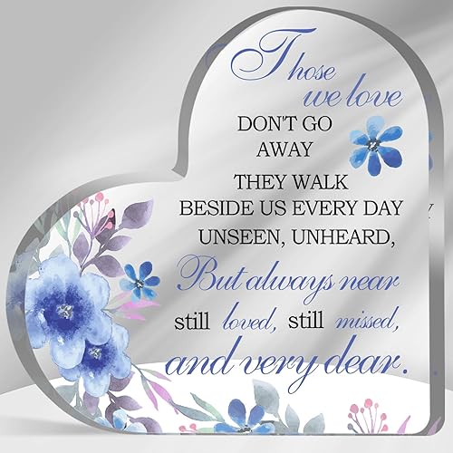 Regalos de condolencias, letrero con texto en inglés "Those We Love Don't Go Away", regalos conmemorativos de duelo acrílico, recuerdo floral,