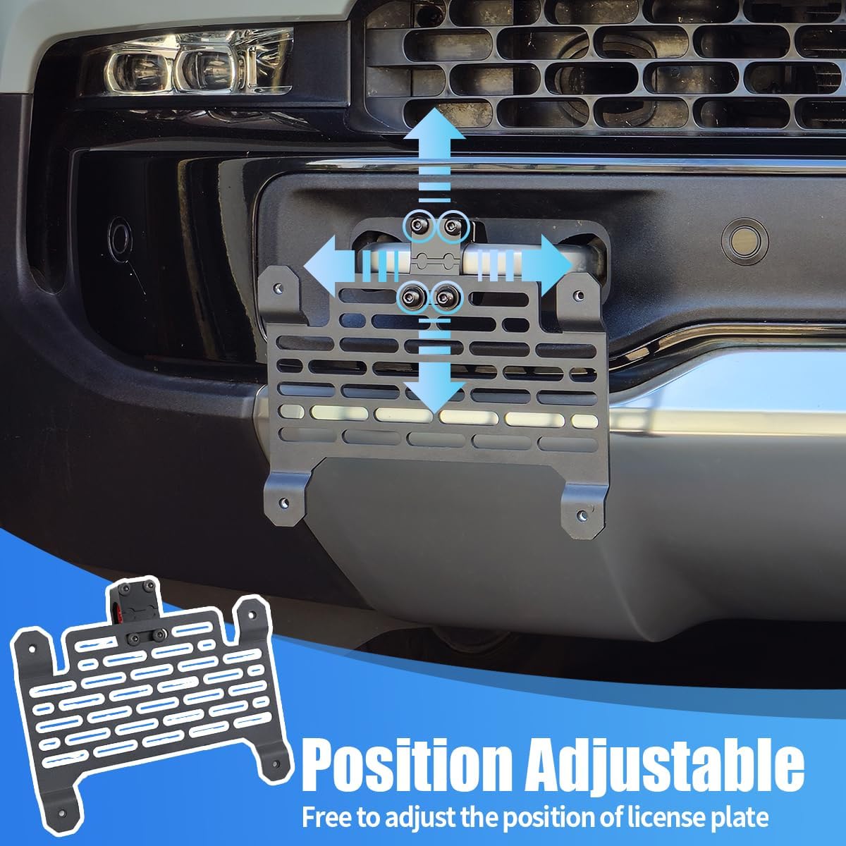 Front License Plate Bracket Compatible with Rivian R1T/R1S 2025 2024 2023 2022, License Plate Holder License Plate Frame Mounting Accessories for Rivian Tow Hook