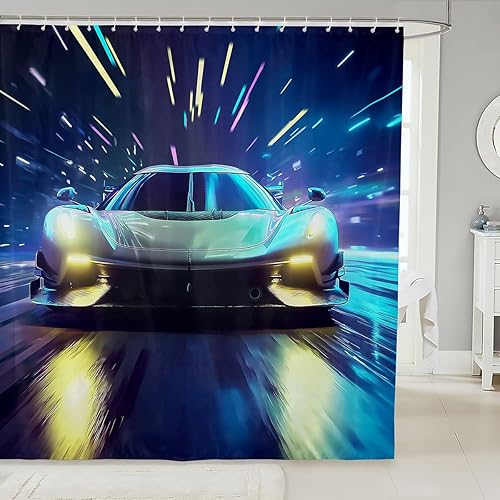 Vista 38 de Cortina de ducha con excavadora para niños, cortina de ducha para camiones de maquinaria de tractor, cortinas de baño de vehículos de construcción