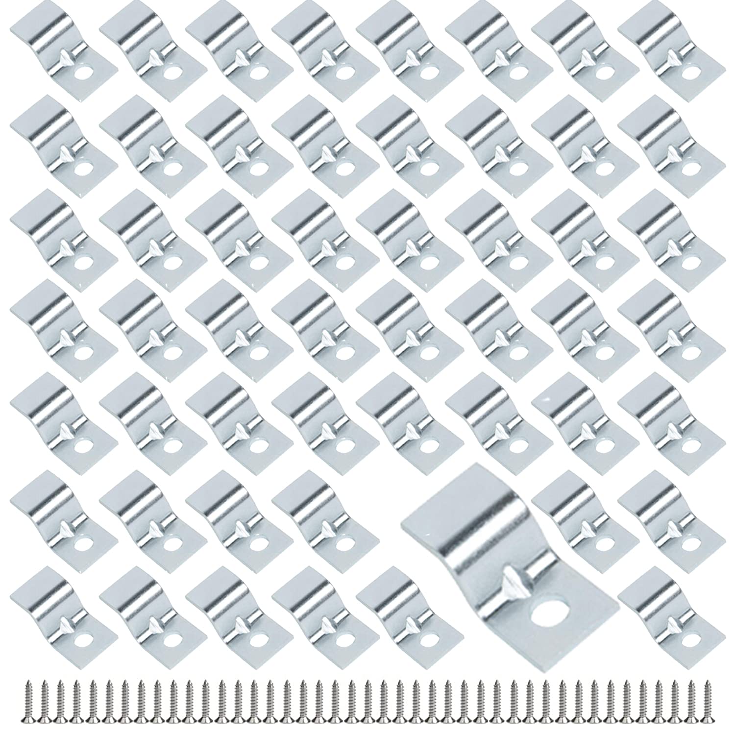 Table Top Fasteners, Heavy Duty Clip Fastener Connector Z Figure Steel for Wood Desk, 60 Clips with Screws Sliver