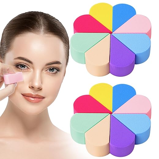 AUAUY 6 PCS Soplos de Polvo, Triángulo Polvos Puffs, Maquillaje Puff con Correa Esponja Herramientas para Maquillaje en Húmedo Seco Cojín Esponja Polvo Suelto o Rubor de Base (Color de Piel)