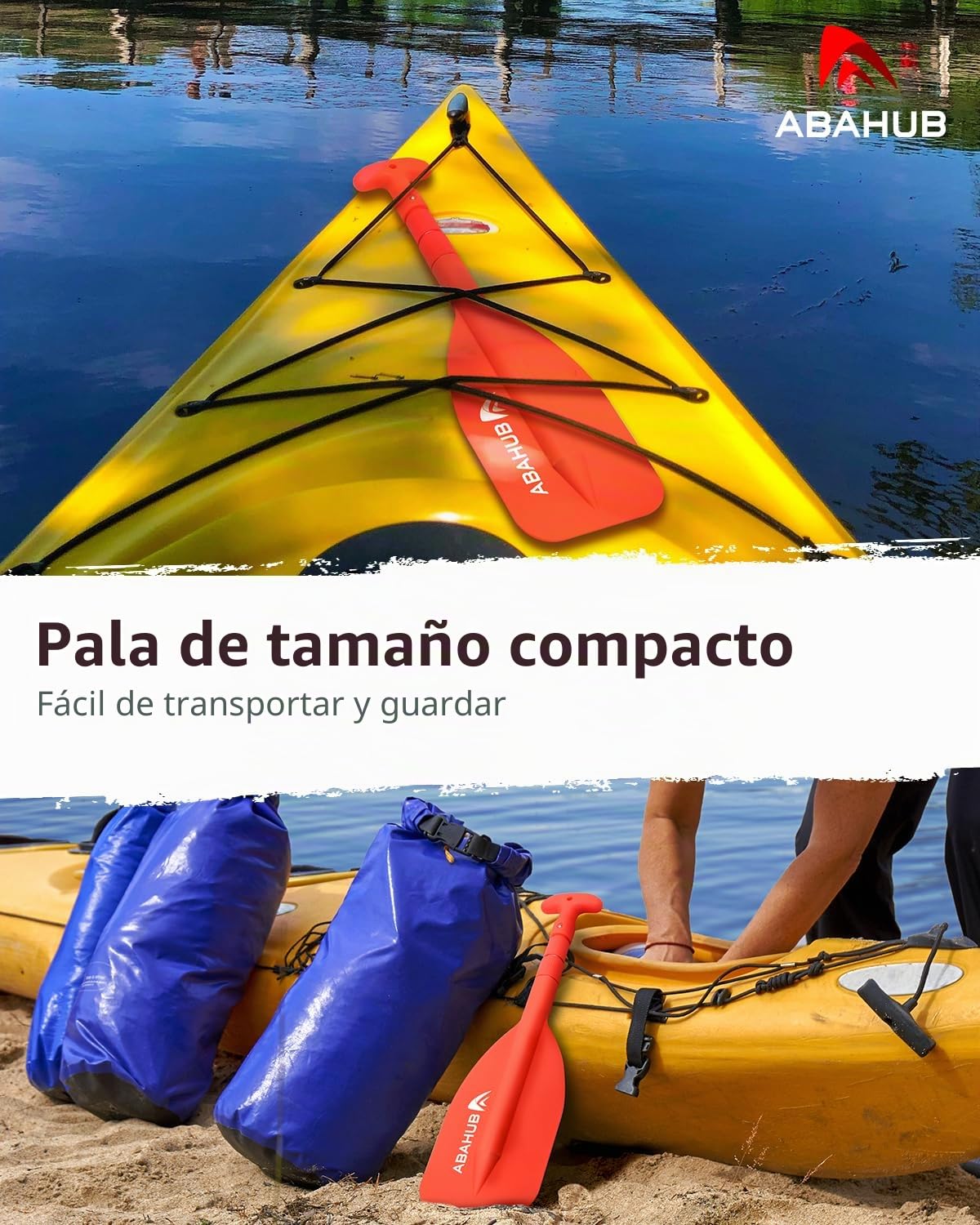 Abahub Remo Telescópico 53-106cm Emergencia Mango en T Timón Ligero Auxiliar Eje Aluminio para Kayak Inflable Azul Naranja Amarillo