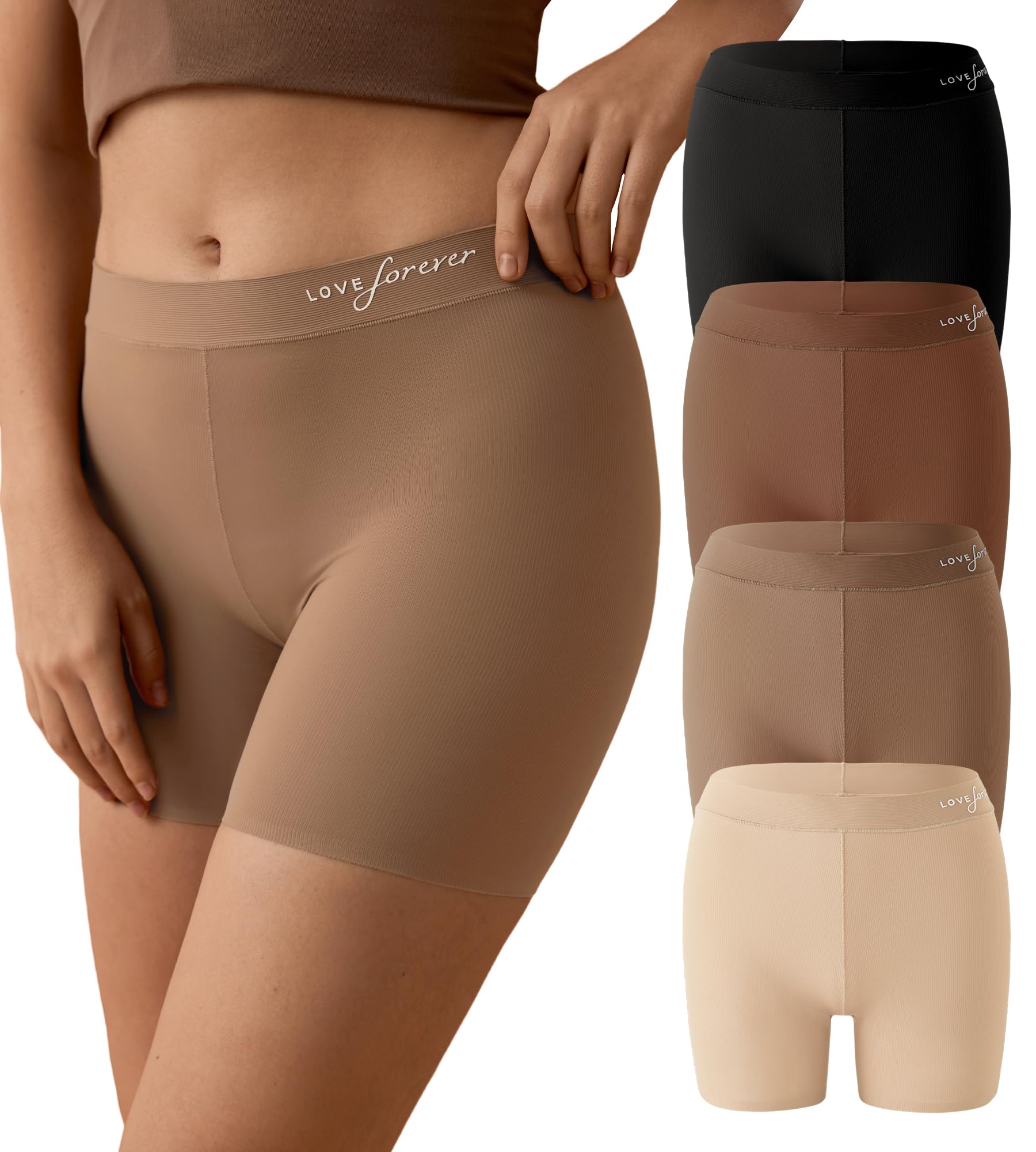 Womens Boxer Briefs Seamless Boy Shorts Underwear Anti Chafing Boyshorts Panties Soft Ribbed Ladies Boxers Pack-image-1