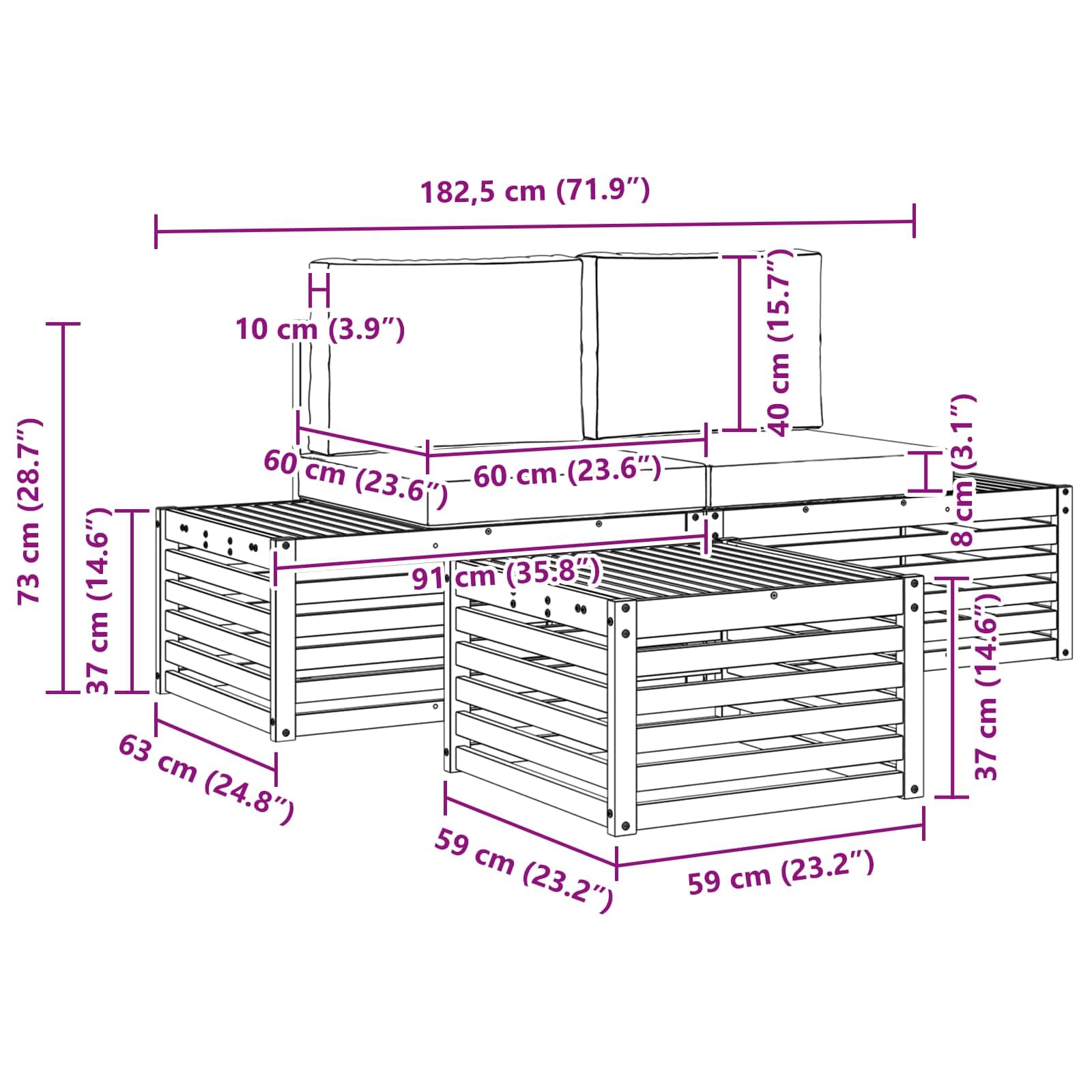 Set Divani da Esterno 4 Pezzi in Legno Massello di Acacia | Salotto da giardino modulare con finitura laccata, ideale per arredare terrazza e patio con stile naturale.