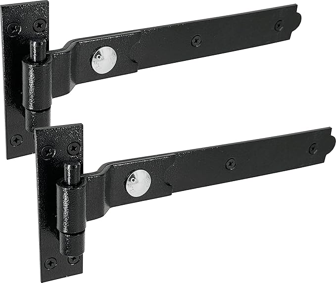 IRONTITE® Cranked Black Gate Hinges Heavy Duty 300mm (12"), Hook and
