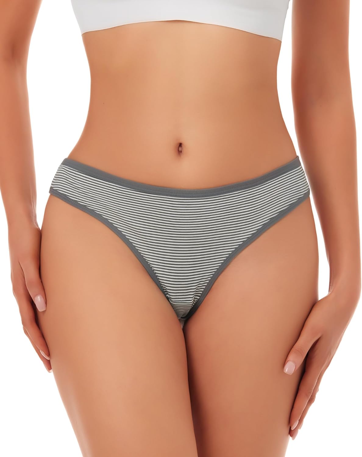 ANZERMIX Women's Breathable Cotton Thong Panties Pack of 6 - Image 2