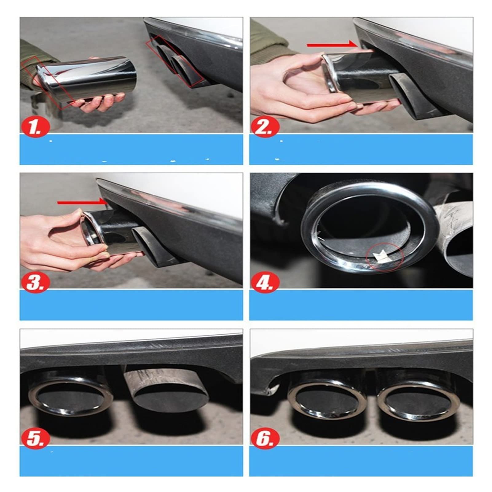 Auspuffblenden Für Audi Für A3 Für 8V Für 8P Für A4 Für B8 Für A1 Für Q5 Für A5 2 Stücke Auto Auspuff Endrohr Abdeckung Auto Zubehör Auspuffrohr (Farbe : Gloss Black)