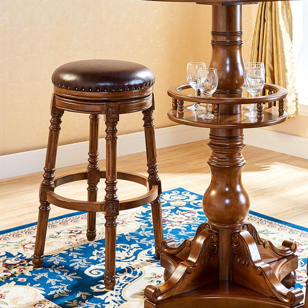 Amazon.co.jp: バースツール ラウンドウッドバースツール 木製脚