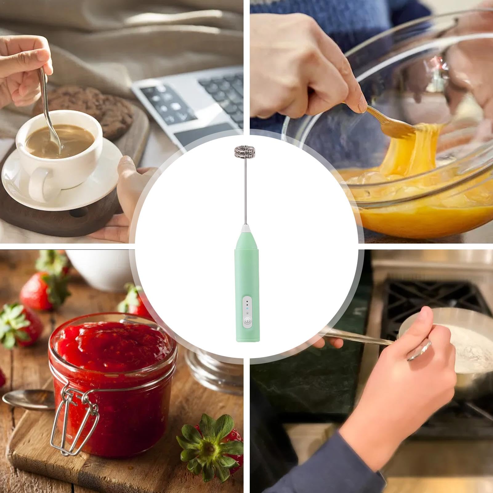 Espumador de leche de mano recargable | Batidor eléctrico para espuma de café | Espumador de leche eléctrico de 3 velocidades, utensilios de cocina, espumador de leche fácil de usar para lattes con