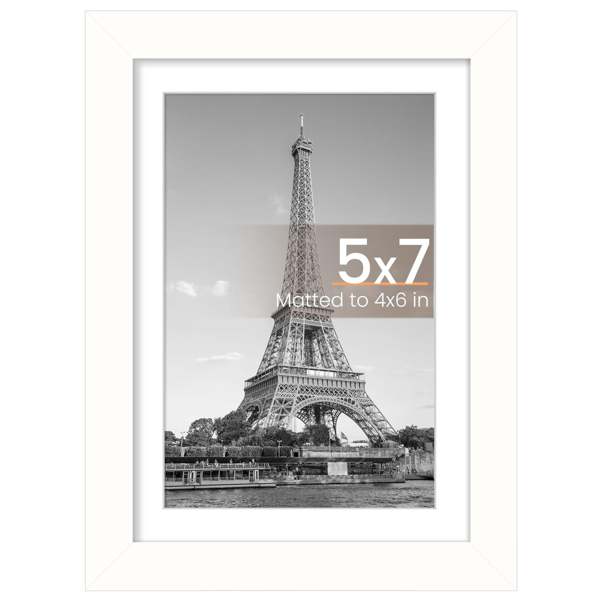 upsimples 5x7 Picture Frame, Display Pictures 4x6 with Mat or 5 x 7 Without, Wall Hanging Photo Frames, White, 1 Pack | 5 x 7 Small Frame, 4x6 Frame with Mat for Gallery Wall, Wedding, Baby, Dog, Dorm, Christmas, Mothers' Day
