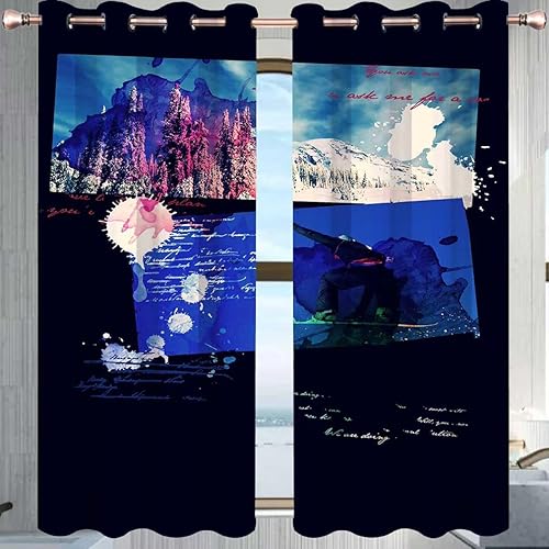 Vista 31 de Black and White Cortinas para Sala Elegantes Modernas,Abstract Shapes Temporary Doors for Hallways Pantry Curtain 72in Width by 72in Height