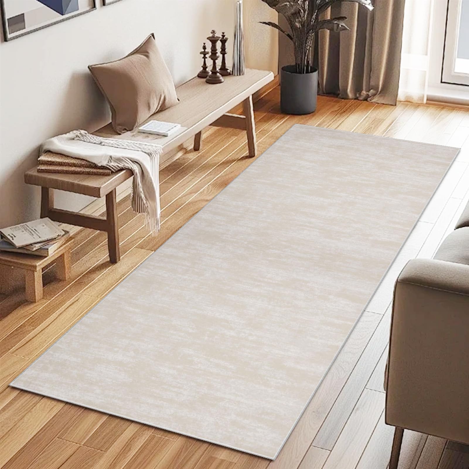 Läufer Teppich für Flur Küche rutschfest 120 x 500 cm Beige Teppichläufer Flur Waschbar Küchenläufer Flurteppich Küchenteppich Flurläufer Lang Korridor Teppich Läufer für Flur Eingang Schlafzimmer