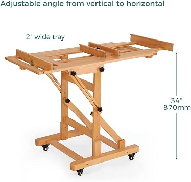 VISWIN Extra-Large Heavy-Duty H Frame Easel, Hold 1 or 2 Canvas up to 79, Tilts Flat & Movable Beech Wood Large Easel Stand for Painting, Adjustable Professional Floor Art Easel for Adults, Artists