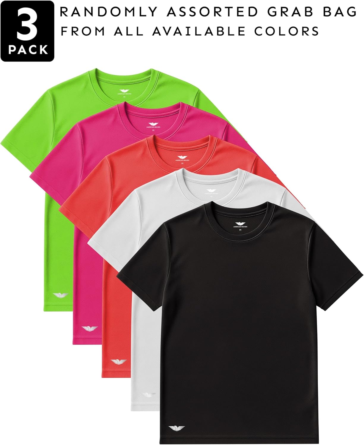 AMERICAN HEAVEN Men's Short Sleeve Work Out Crew Neck Mesh T-Shirts | Dry Fit Active Athletic Gym Tops | Multi Packs Colors - Image 4