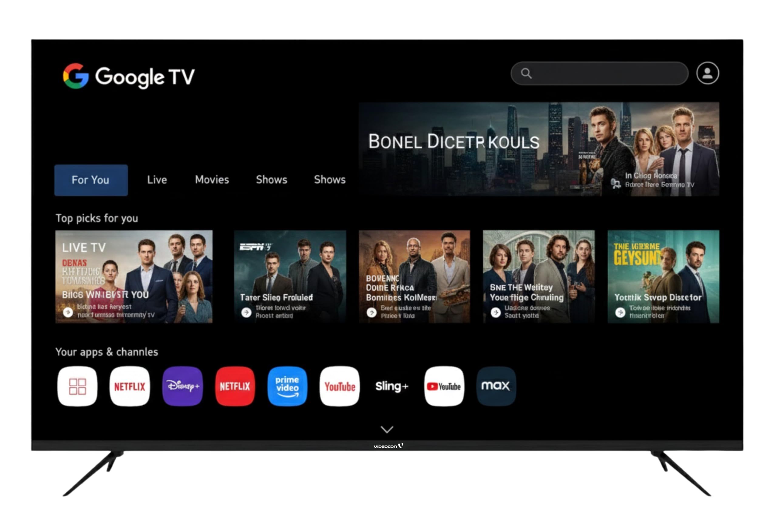 Videocon 50 Inch 4K UHD Google Smart TV | Edgeless Design, Dolby Audio, Voice Remote, Bluetooth, Chromecast Built-in | A+ Grade Panel | Model: E50ELGT1100 (2025 Model)