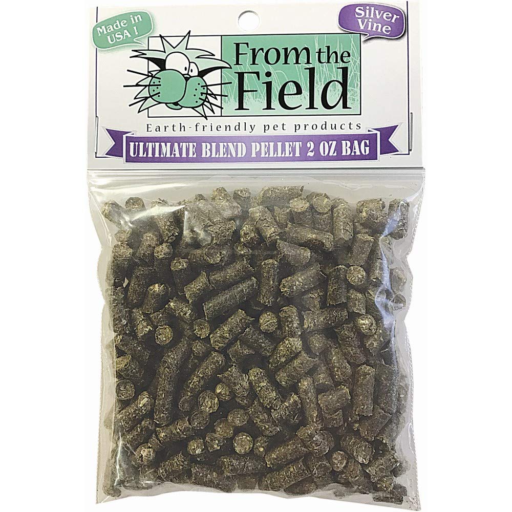 from The Field | No Mess Catnip Pellets | 2 Oz Bag | Compressed, Potent USA-Grown Catnip & Silver Vine | Resealable Bag | Safe for Play & Nibbling | Long-Lasting, Eco-Friendly Cat Treat