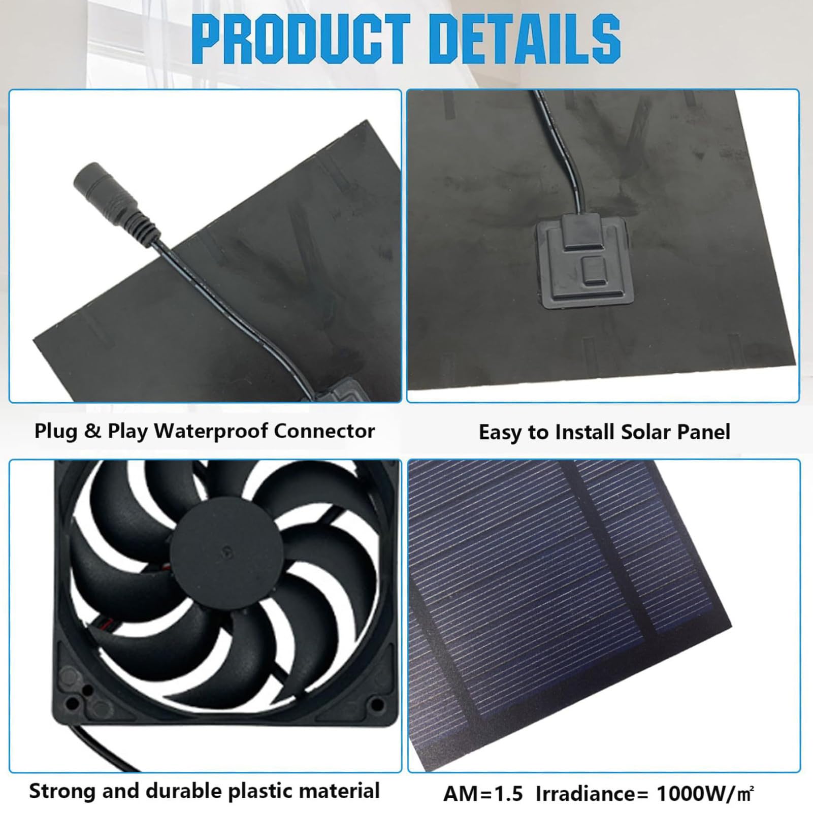 Ventilateur solaire pour poulailler - Avec entraînement solaire - Système de refroidissement économe en énergie avec évacuation d'air - Pour camping-car et camping