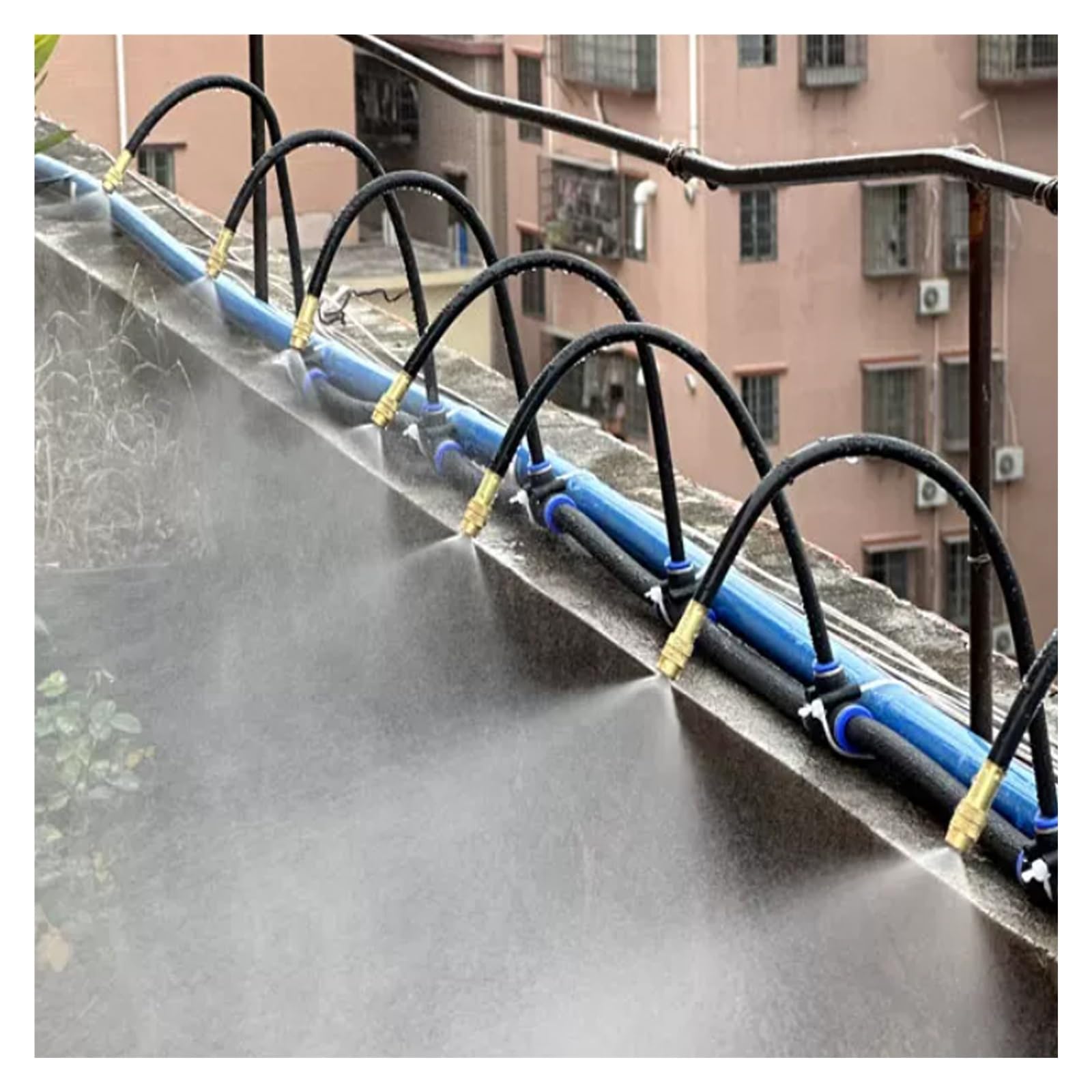 MZZKFC Flexible Bendable Outdoor Mist Cooling Equipment，16 33 66 98 131 164ft Adjustable Gooseneck Misting Kit，Water Mister Kit 360° Rotatable Mist Spray Head(1181inch/30m/98.4ft)