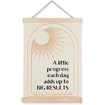 Supwhd Boho Positive Affirmations Wall Decor, Inspirational Add Up to Big Results Office Wall Art, Motivational Quotes Wall Art for Office Classroom Home, 12x16