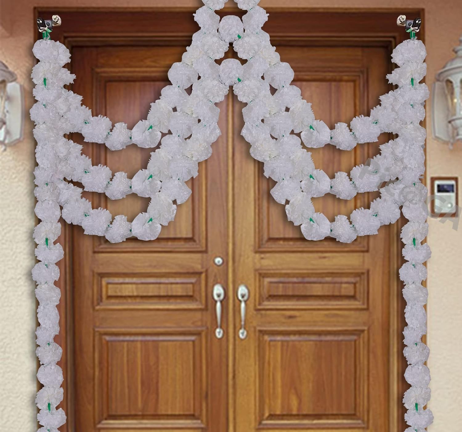 10 White Marigold Indian Decorative Artificial Plastic Flowers Home Decor