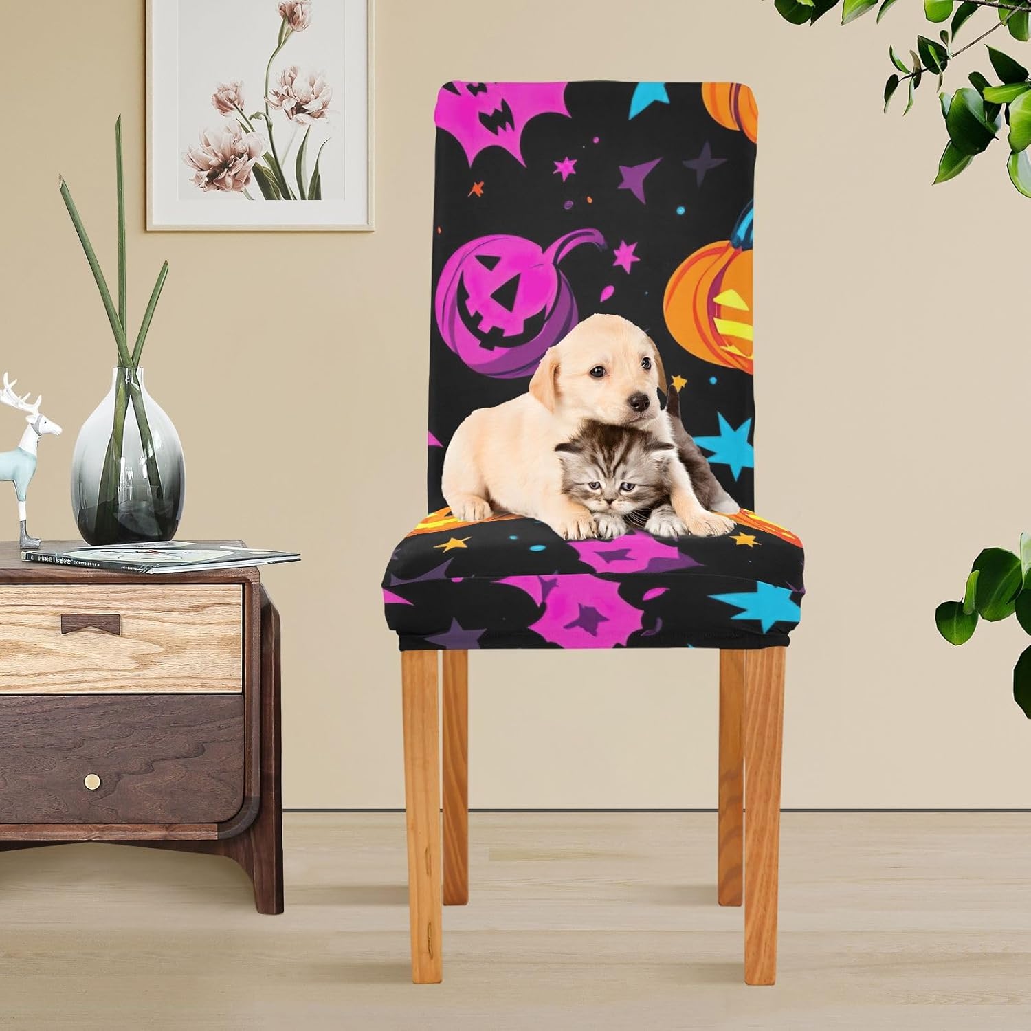 ODAWA 椅子カバー カラフル パンプキン ダイニングルーム 椅子カバー 4枚セット シートプロテクター 自宅やパーティー用