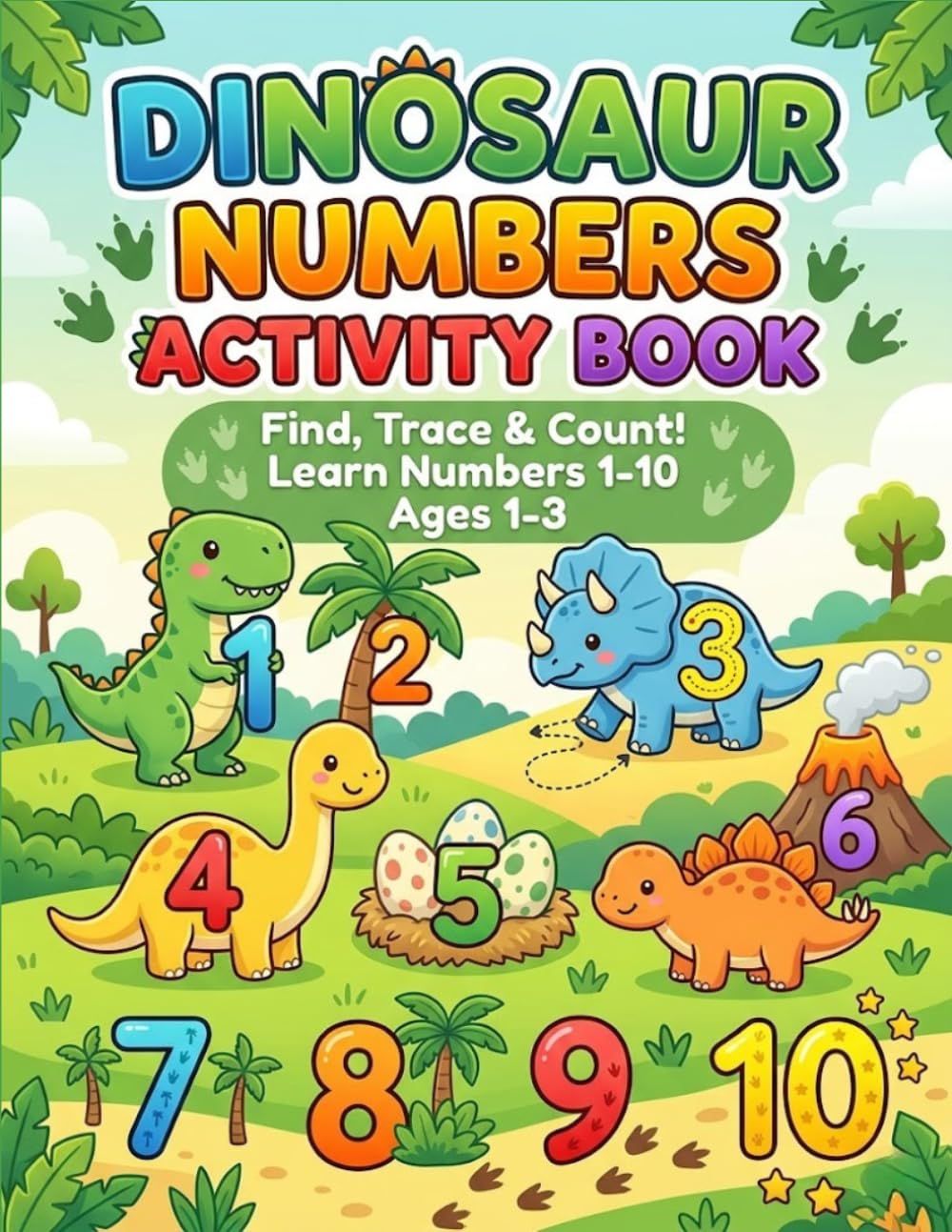 Dinosaur Numbers Activity Book: Find, Trace & Count! Learn Numbers 1-10 with Cute Dinosaurs