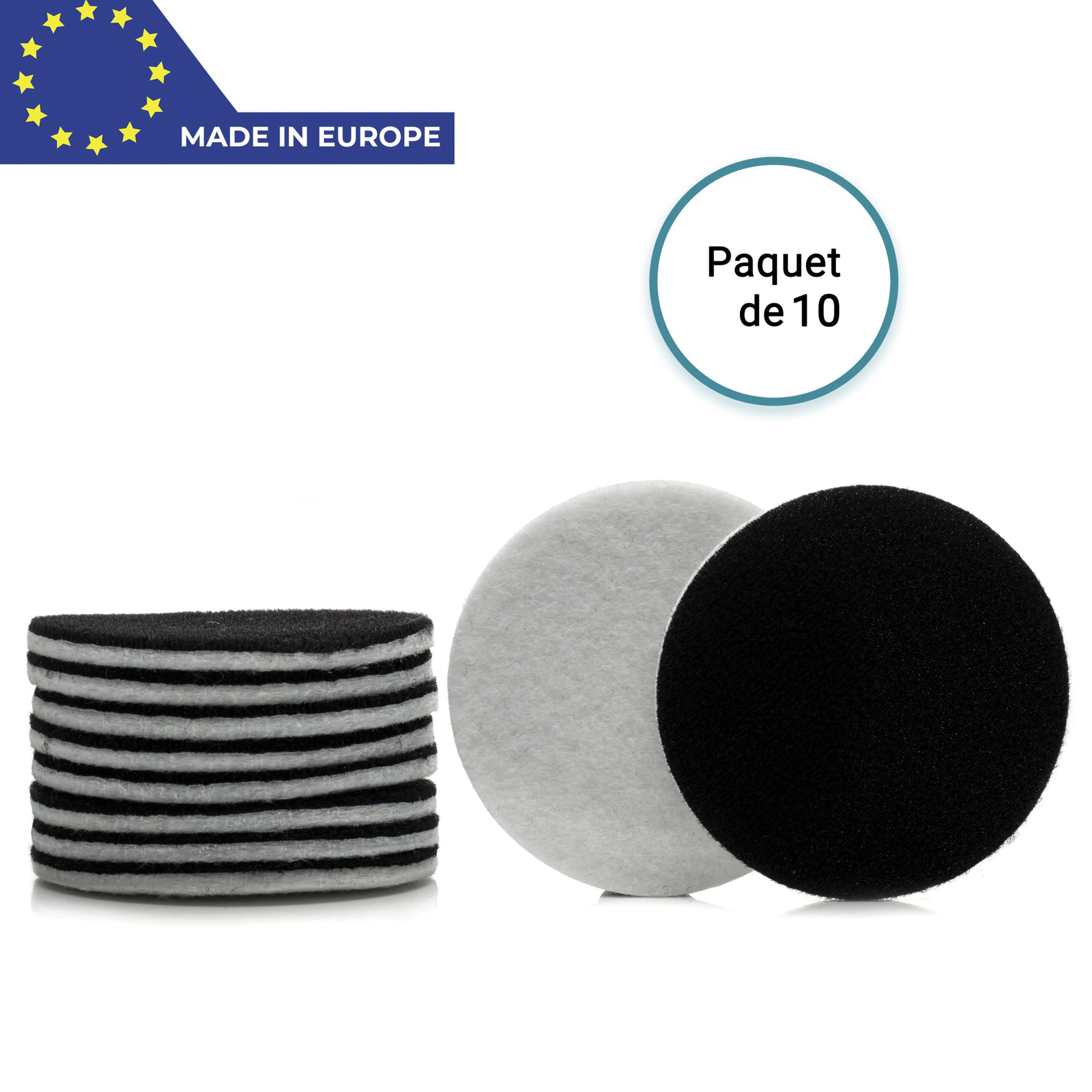 GLASS POLISH PRO Tampons de Polissage en Feutre 115 mm (4.5”) – Lot de 10 | Pour le polissage du verre à l’oxyde de cérium, des métaux, des plastiques, la rénovation des phares et du vernis