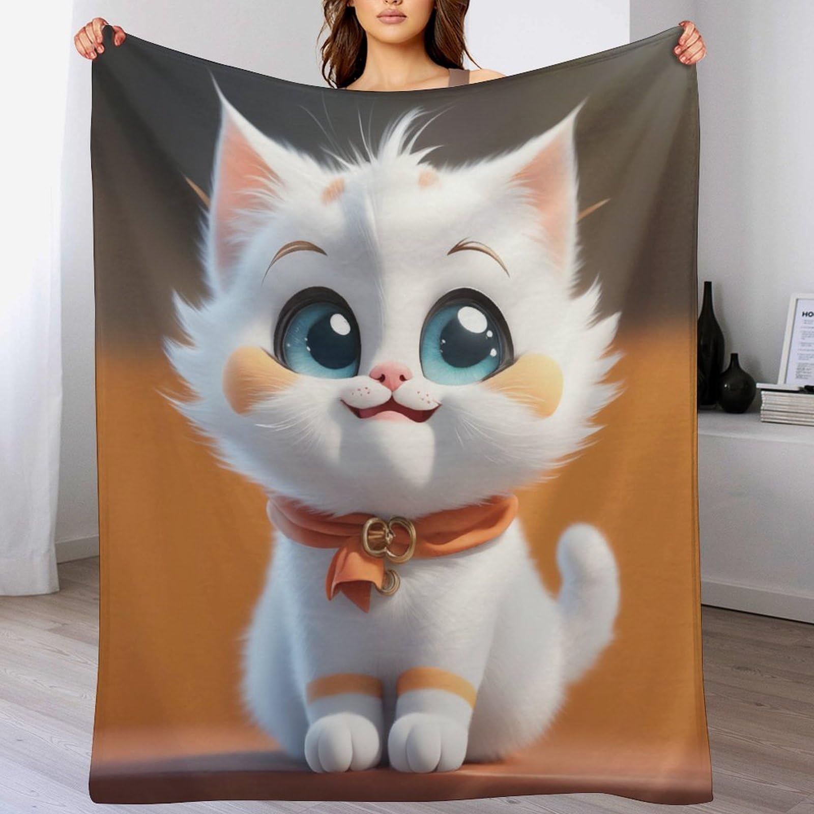 Couverture en flanelle douce chat mignon pour rester au chaud efficacement en hiver