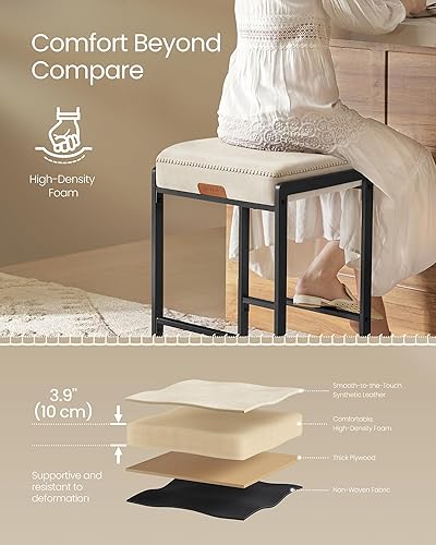 Miniatura 5 de VASAGLE EKHO Collection - Juego de 2 taburetes de bar, taburetes de bar de altura de mostrador, cuero sintético con costuras, taburetes modernos de