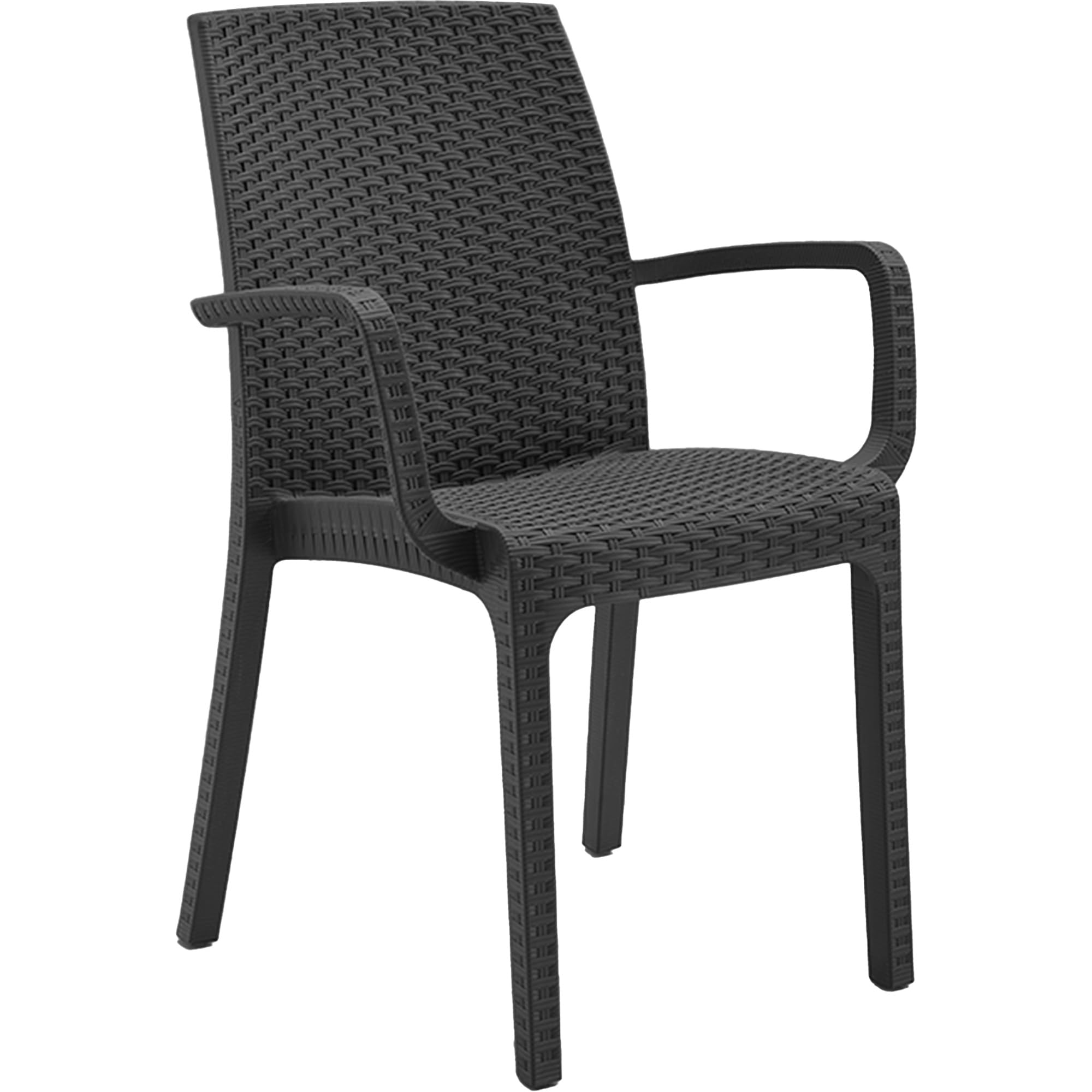 Sicignano Poltrona con Braccioli, Sedia con Braccioli, Poltrona Indiana, Antracite, Impilabile, Sedia Plastica, Interno Esterno Giardino, 59x57x86 cm, 1 Pezzo, BC904