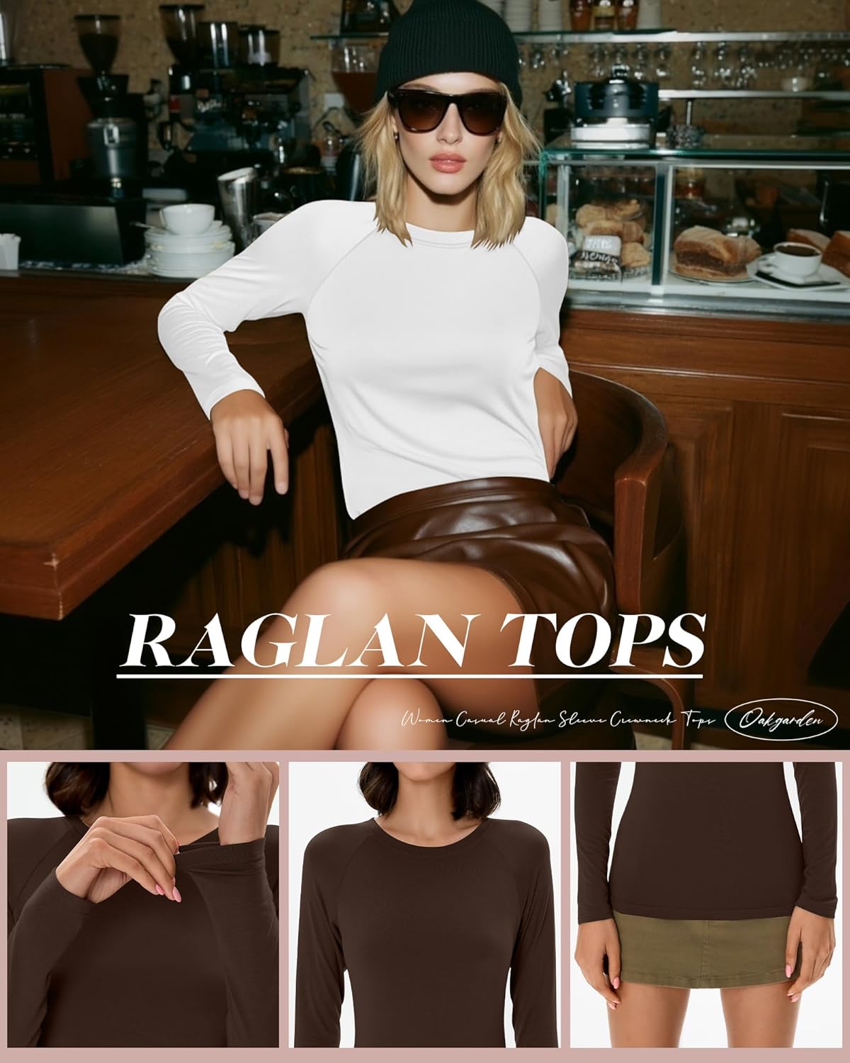 5 Pack Women's Long Sleeve Shirts Crew Neck Raglan Basic Tops Slim Fitted Undershirts Stretchy Layering Baselayer - Image 5