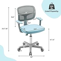 Vista 52 de GLACER Silla de escritorio para niños, silla de estudio giratoria de malla ajustable con ruedas, brazos, silla ergonómica para computadora con Verde