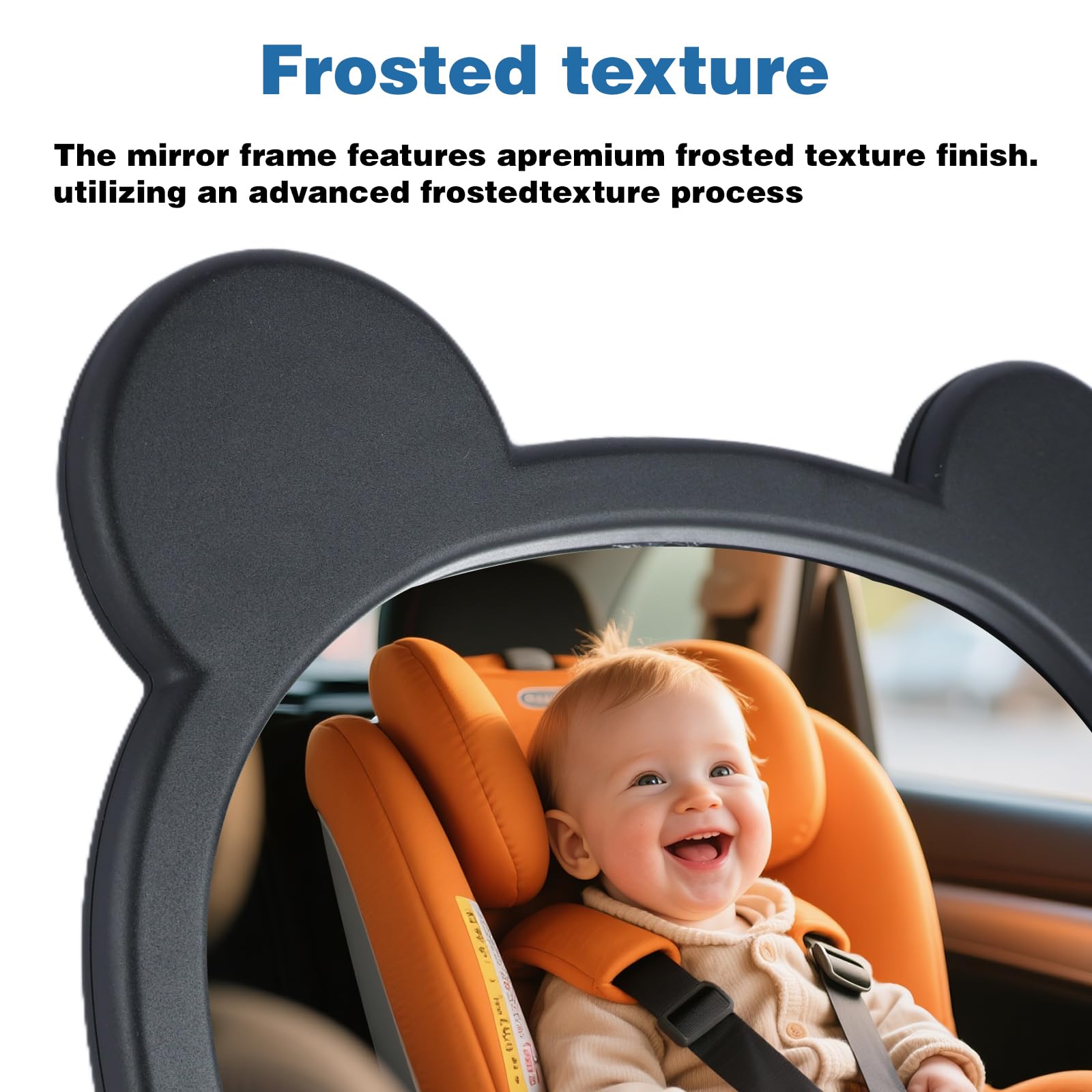 Espejo Coche Bebe, Espejo Coche Bebe Asiento Trasero, Correas Elásticas Ajustables para Silla Trasera de Bebé y Asientos de Niño