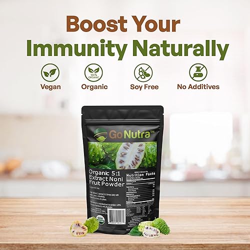 Miniatura 2 de Go Nutra Noni - Polvo de frutas orgánico 51 Extracto puro de 1 lb (16 oz) Superalimento Noni en polvo
