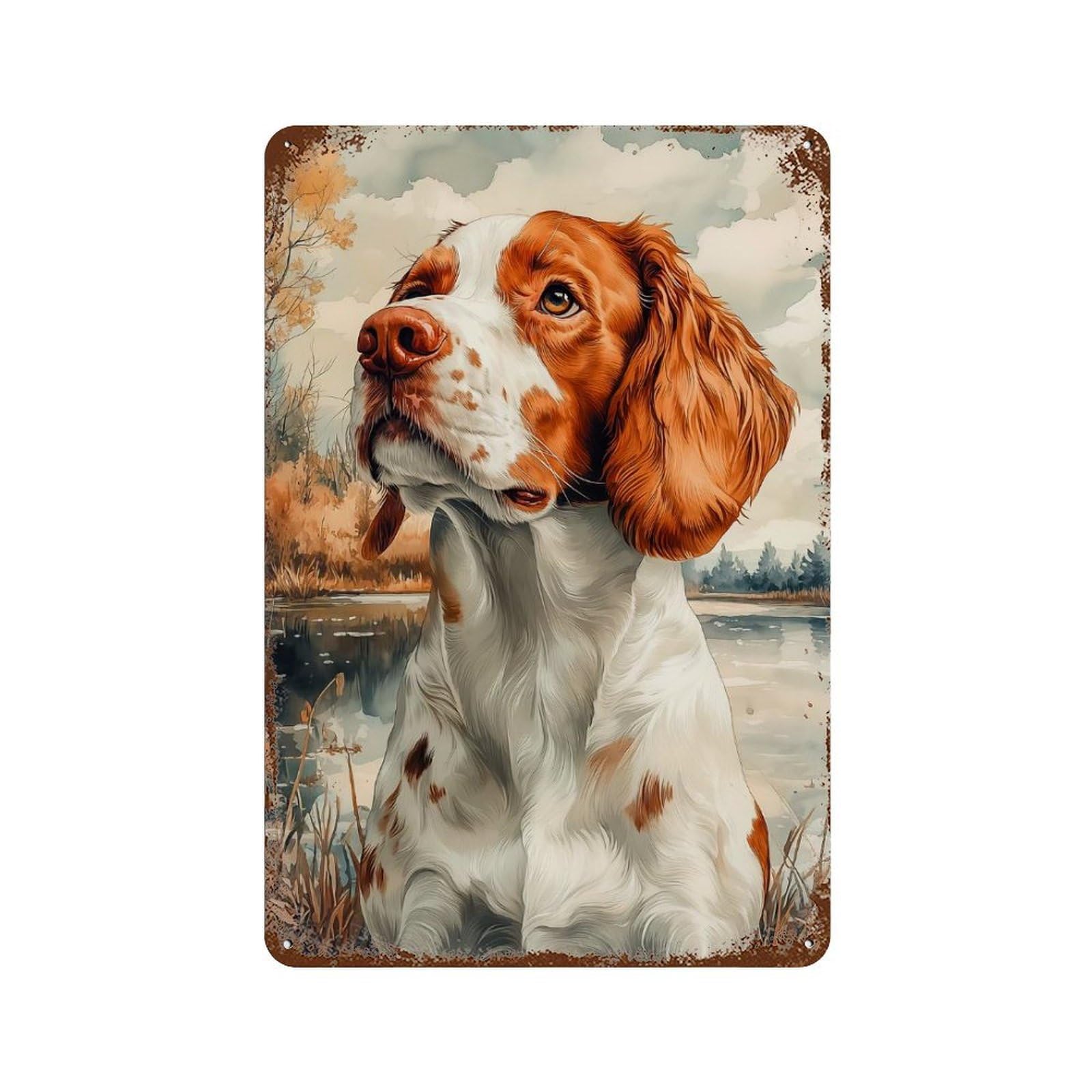 Welsh Springer Spaniel Vintage Metal Tin Sign 11.8"x7.9", Retro Wall Decor for Office, Studio And Wall Decor